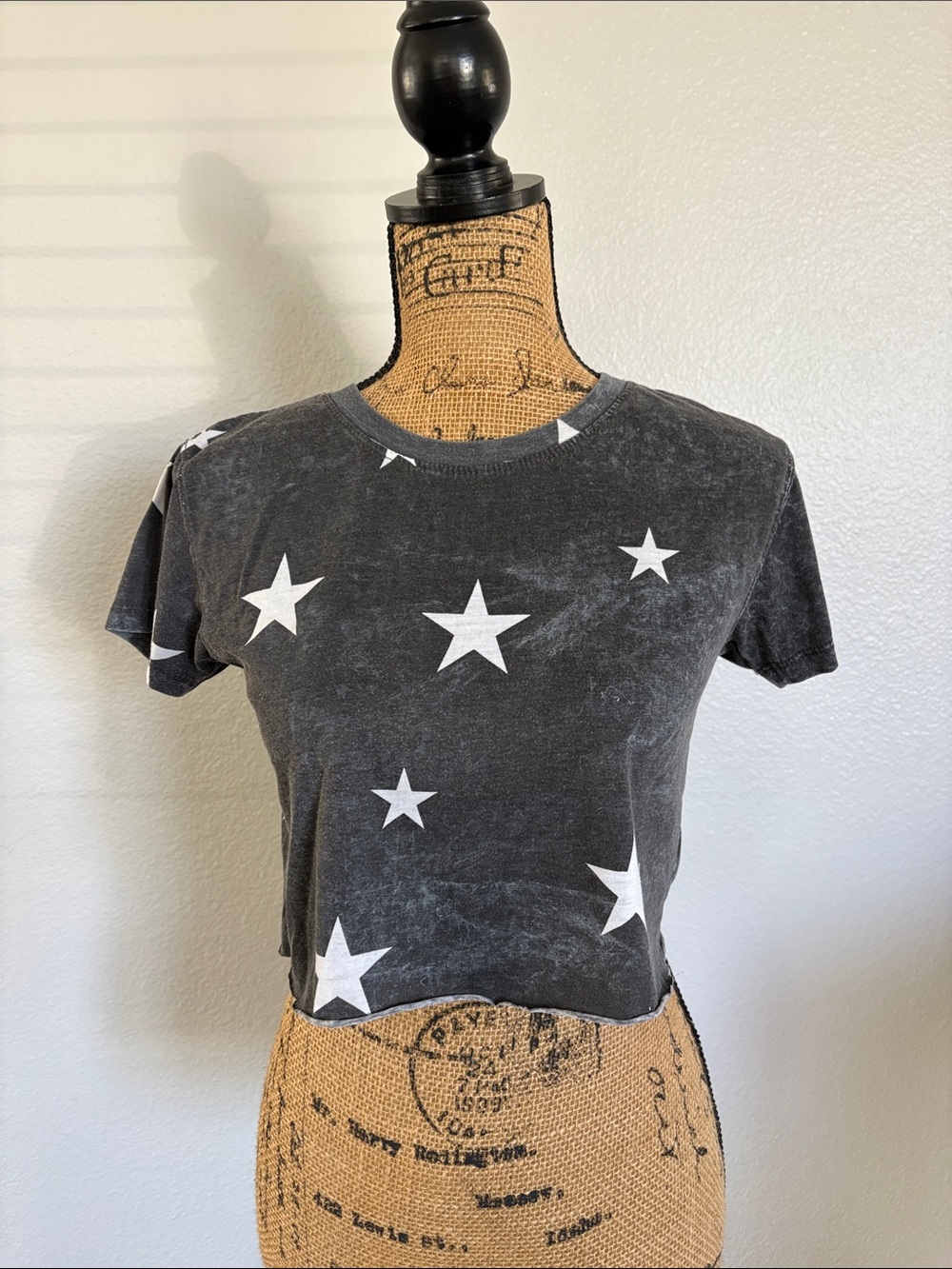 US Vintage Collection Black-Washed/White Star Crop Top